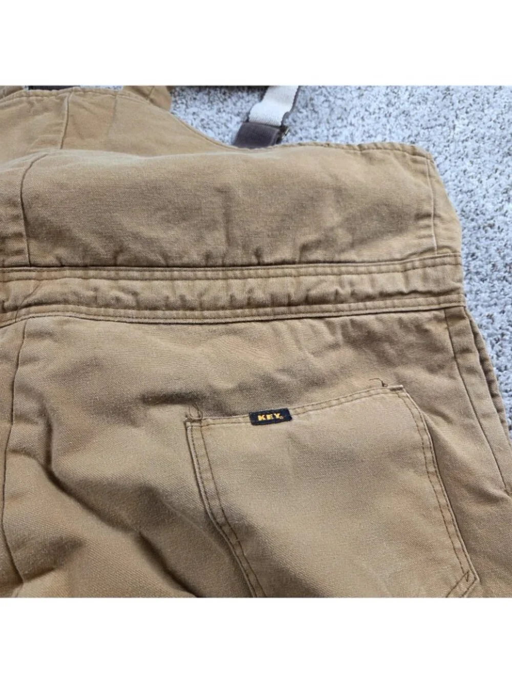 Key Outwear Bib Overalls Mens XL Short Insulated Lined Brown Canvas